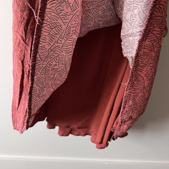 Blush BJ Tropical Palm Leaves Mini Dress Womens Sz. Large Spaghetti Strap V-Neck - Picture 3 of 10